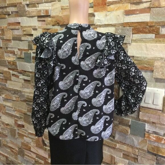 TED BAKER Paisley Frill ruffle High neck Blouse - Picture 10 of 10